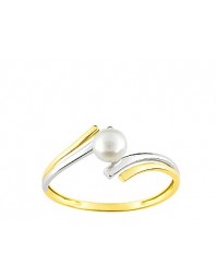 Bague en or et perle, bicolore